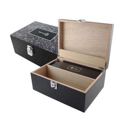 China Handmade Wholesale Custom Large Decorative Wooden Storage Gift Stash Box With Lock for sale