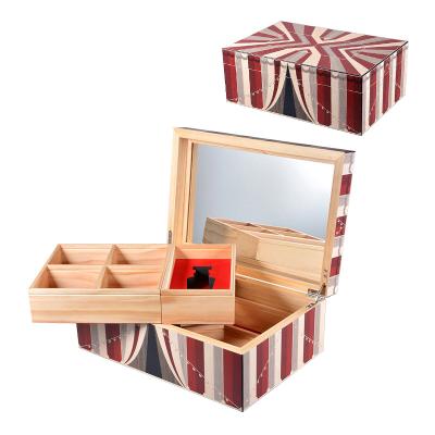 China Custom Printed Jewelry Packaging Storage Box With Logo Big Space Wooden Jewelry Gift Box for sale