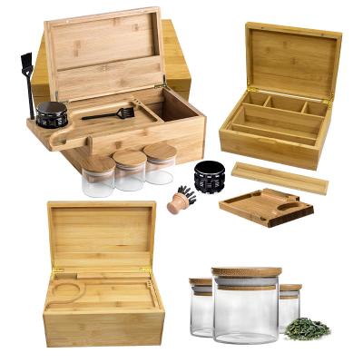 China Large Herb Storage Boxes 100% Smell Proof Handmade Reusable Eco-Friendly Wooden Bamboo Weed Stash Box Bamboo Stash Box for sale