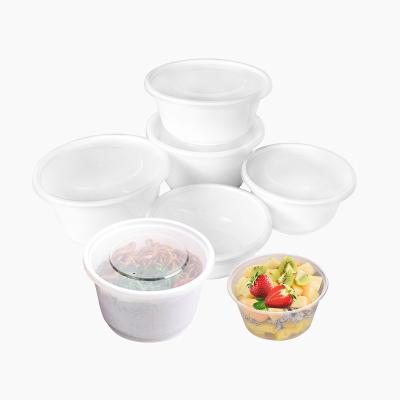 China Disposable Plastic Blank Round Folding Fruit Salad Soup Food Bowl Take Out Container With Lid for sale