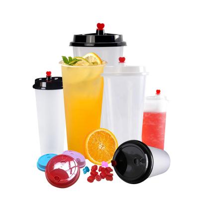 China Single Wall Take Away Disposable Plastic PP Hard Frosted Juice Milk Tea Beer Cup With Lid for sale