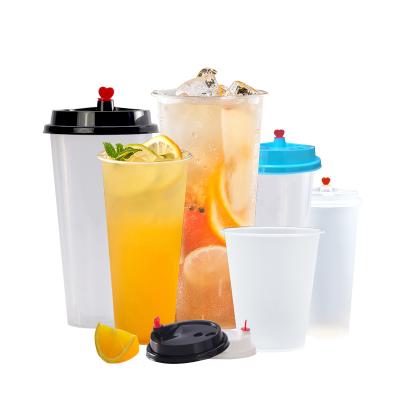 China Food Grade PP Single Wall Frosted Plastic Beverage Beer Boba Milk Tea Lemonade Juice Cup for sale