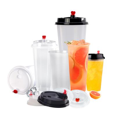 China PP Plastic Clear Plastic Bubble Tea Juice Beverage Cup With Milk Lid for sale