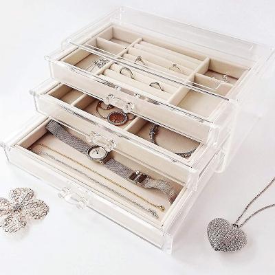 China Transparent Drawer Compartment Drawer Acrylic Jewelry Organizer Jewelry Jewerly Box for sale