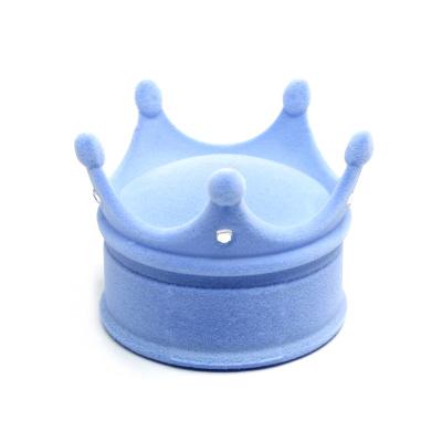 China Jewelry Storage Blue Velvet Crown Shape Necklace Jewelry Box Packaging Gift Box for sale