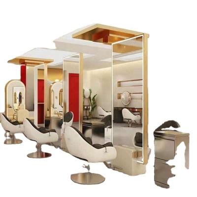 China 2022 eco-friendly new fashionable wall mouted mirror furniture modern design style safe led light mirror for hair salon styling station for sale