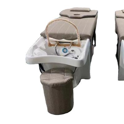 China Modern Portable Salon Basin Shampoo Sink Hair Wash Bed For Bathroom Furniture Blue Shampoo Chairs Chair And Shampoo Bowl for sale