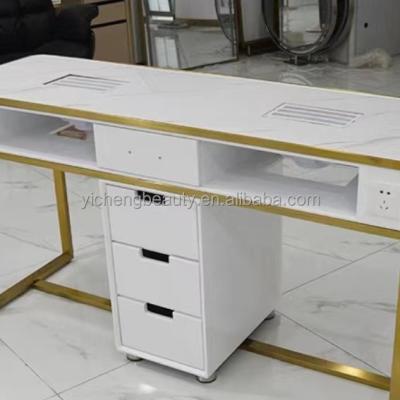 China Factory supply modern cheap ultra luxury manicure table double nail table with exhaust fan for sale commercial for sale