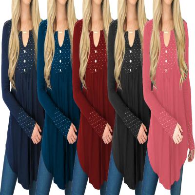 China Wholesale Loose Anti-pilling Women's Clothing V-Neck Fashion Knit Long Sleeve Dress For Women Cloth Casual Dresses for sale