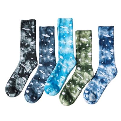 China Sustainable Private Label Tie Dye Socks Tie Dyed Cotton Skull Socks for sale