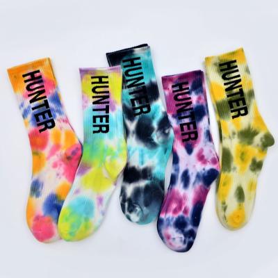 China Viable product color tie-dye sweat-absorbent tube socks and deodorant trend basketball street skateboard socks for sale