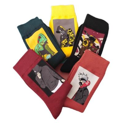 China Best Quality QUICK DRY Selling Funny Cartoon Bangs Logo Mens Comics Socks Custom Made for sale