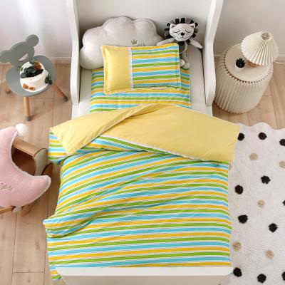 China Strip Anti-static single cotton children's comforter cover sheet pillowcase kindergarten special kindergarten quilt can be embroidered for sale