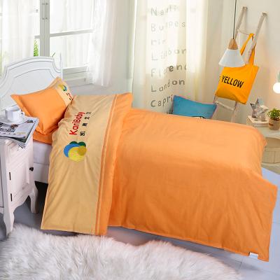 China Anti-static Orange Quilted Cotton Children's Bedding 3 Piece Kindergarten Quilt Protector Sheet Pillowcase for sale