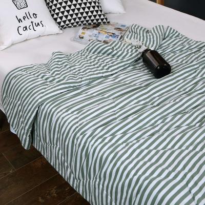 China Sustainable Simple Striped Summer Cool Quilt Washed Air Conditioning Cotton Soft And Cool Quilt for sale