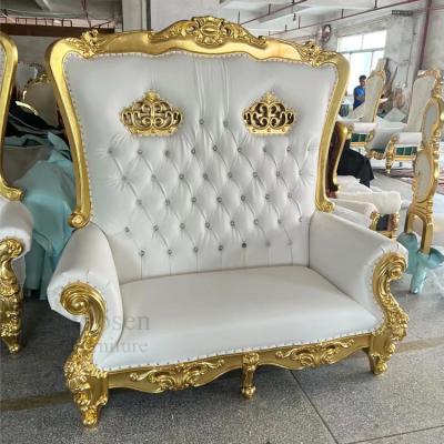 China The European White Leather King Sofa from Diamond Buttons Royal Throne Wedding for sale