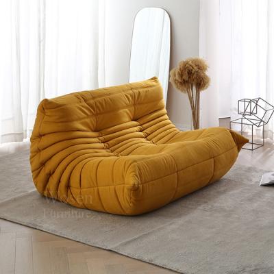 China Sofa Chair Fabric Pleated Upholstery Boy's Folding Lazy Couch Soft Comfy Sofa Chair (Other) Floor Wholesale Yellow Home Living Room Adjustable for sale