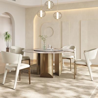 China Italian Round Design Stainless Steel (Others) Luxury Marble Top Leg Dining Tables Adjustable for sale