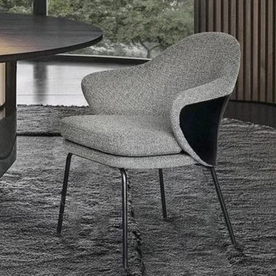 China (Other)Adjustable Italian Gray Fabric Velvet Metal Dining Chair for sale