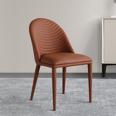 China (Other)Foshan adjustable wosen factory direct wholesale high end brown metal frame brown leather chair restaurant dining chair for dining room for sale