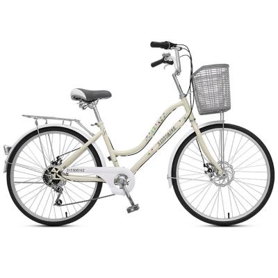 China Factory direct retro hot sale cheap sepeda city bike steel 24 inch single speed women city bicycles for sale