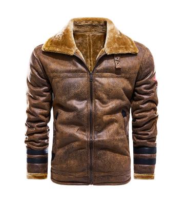 China Wholesale 2021 New Design Breathable Windproof Leather Jacket Bulk Best Winter Men Plus Size Brown Pilot Jacket With Faux Fur Lining for sale