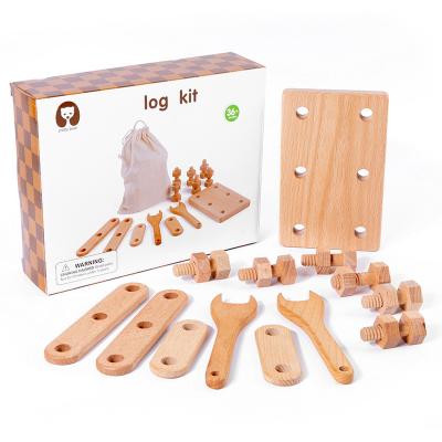 China Multifunction Educational Wooden Montessori Diy Toolbox Toys Set Screw Nut Educational Game Pretend Wooden Toolbox Toy For Kids for sale