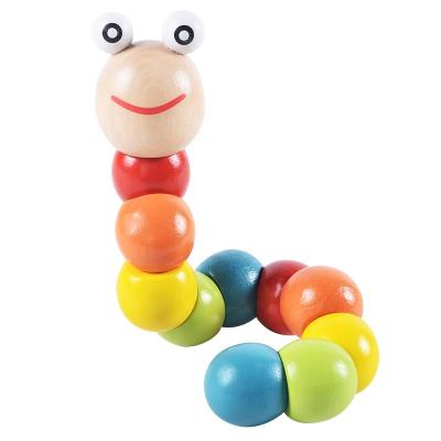 China Intelligence Developing Colorful Insects Twist Crawlers Kids Children Educational Wooden Toy for sale