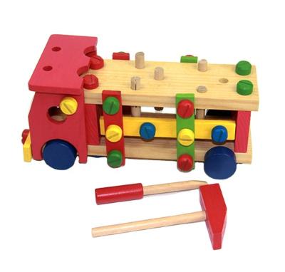 China Wholesale Educational Wooden Construction Toy Screw Car Assembling Toys for sale