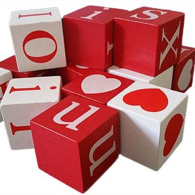 China Building Toy Early Learner Multifunctional Colorful Funny Wooden Cube Toy With English Letters Print for sale