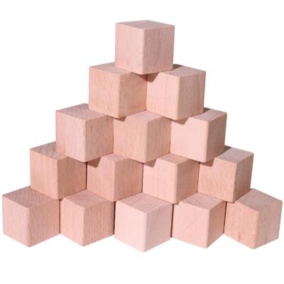 China Construction Toy Natural Beech Wood 60mm Unfinished Cube Blocks for sale