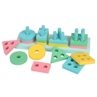 China Educational Wooden Toy Wooden Educational Toys Shape Color Matching Preschool Stacking Blocks Toddler Puzzles Toys for sale