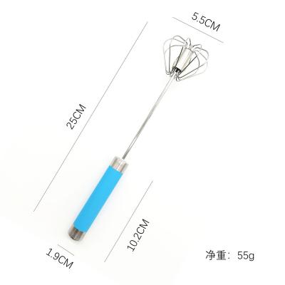 China Sustainable Color Handle Press type egg beater, stainless steel semi-automatic egg beater, household handheld rotary egg beater, baking tool for sale