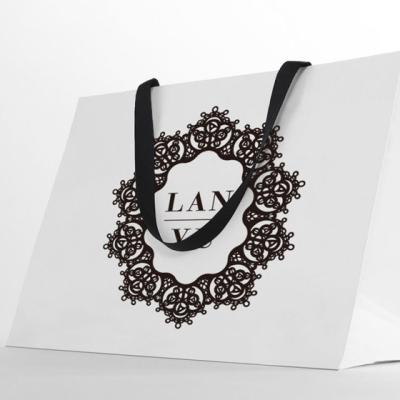 China Recycled Materials Custom Printed White And Brown Kraft Paper Hand Shopping Bag With Logo Printed for sale