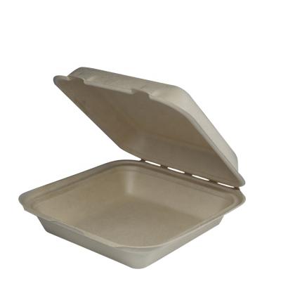 China Modern Wholesale Compostable Disposable Biodegradable Sugarcane Bagasse Clamshell Food Container Disposable Tableware for sale