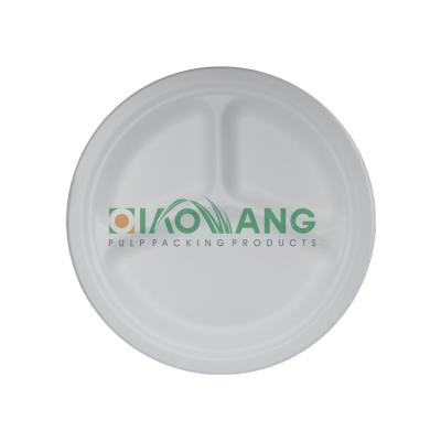 China Cheap and reusable luxury bagasse disposable white round dinner dish with logo for sale