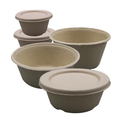 China Biodegradable Disposable Drinking Cup Environmental Protection Bagasse Sauce Cup With Lid for sale