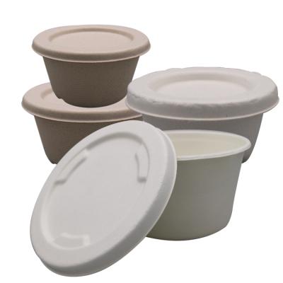 China Compostable Raw Disposable Drinking Cup Bagasse Sauce Cup Party Cup With Lid for sale