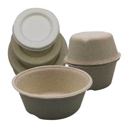 China Disposable Drinking Cup Compostable Custom Bagasse Mini Oval Sauce Cup With Lids for sale