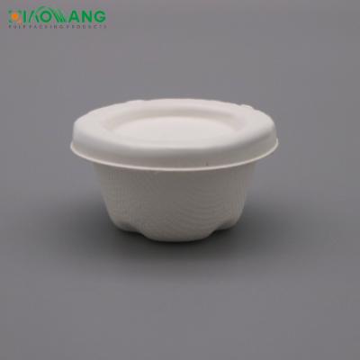 China Modern Biodegradable Disposable Bagasse Lunch Sauce Sealing Cup With Cover 40ml for sale