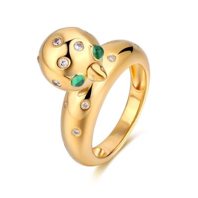 China New Trendy Cartoon Bird Fashion Design Happy Bird Ring 925 Sterling Silver 18k Gold Plated Ring for sale