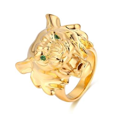 China FASHIONABLE 925 Sterling Silver Zircon Lion Eyes Ring 18k Green Gold Plated Ring for sale