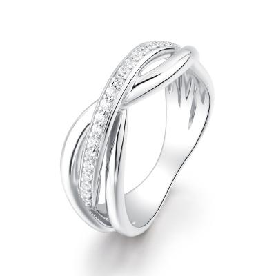 China Fashion High Quality Artistic Line Simple Ring Micro-inlaid 925 Sterling Silver Zircon Full Wrap Ring for sale