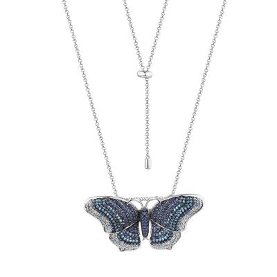 China TRENDY Hot Selling Micro-inlaid Zircon Pendant Elegant Fashion Butterfly Design 18k Blue Gold Plated Jewelry for sale