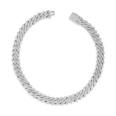 China Hiphop Fashion 925 Sterling Silver Cuban Link Chain 18K White Gold Plated Hip Hop Necklace Customized Jewelry For Man And Woman for sale