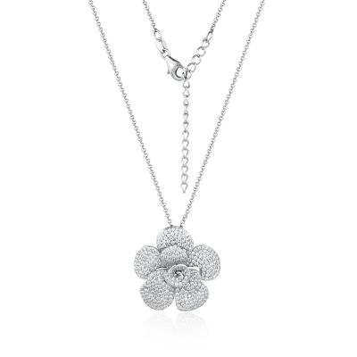 China Luxury Custom Micro-inlaid Camellia Zircon Jewelry Blossom Romantic Best Necklace Design Micro-inlaid Pendant for sale