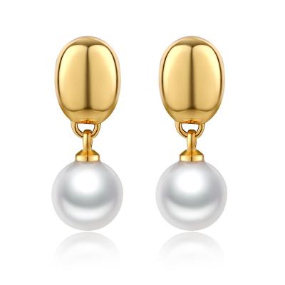 China Wholesale FASHIONABLE 925 Sterling Silver Micro Inset Zircon Natural Pearl Stud Earrings Fashion Elegant 18k Gold Plated Jewelry for sale