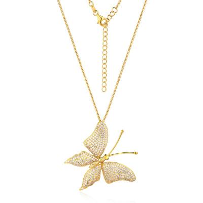 China FASHIONABLE Hot Selling Micro-inlaid Zircon Pendant Luxury Custom Elegant Fashion Butterfly Design 18k Gold Plated Jewelry for sale