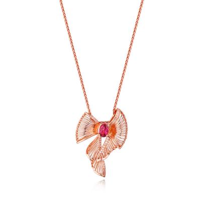 China Best Selling Luxury Classic Fashion Romantic Elegant Zircon Necklace Jewelry Design Artificial Red Gold Plated 18k Jewelry for sale