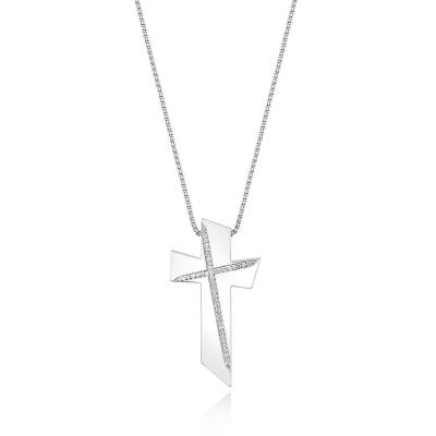 China Other New Design Fashion 925 Sterling Silver and Full Corss Simple Micro-inlaid Zircon Crucifix Pendants Necklace for Women and Men for sale